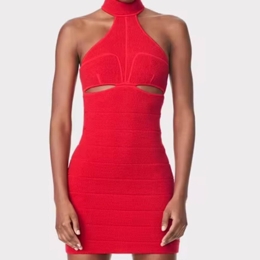 Herve Leger red mini dress with unboob cutouts